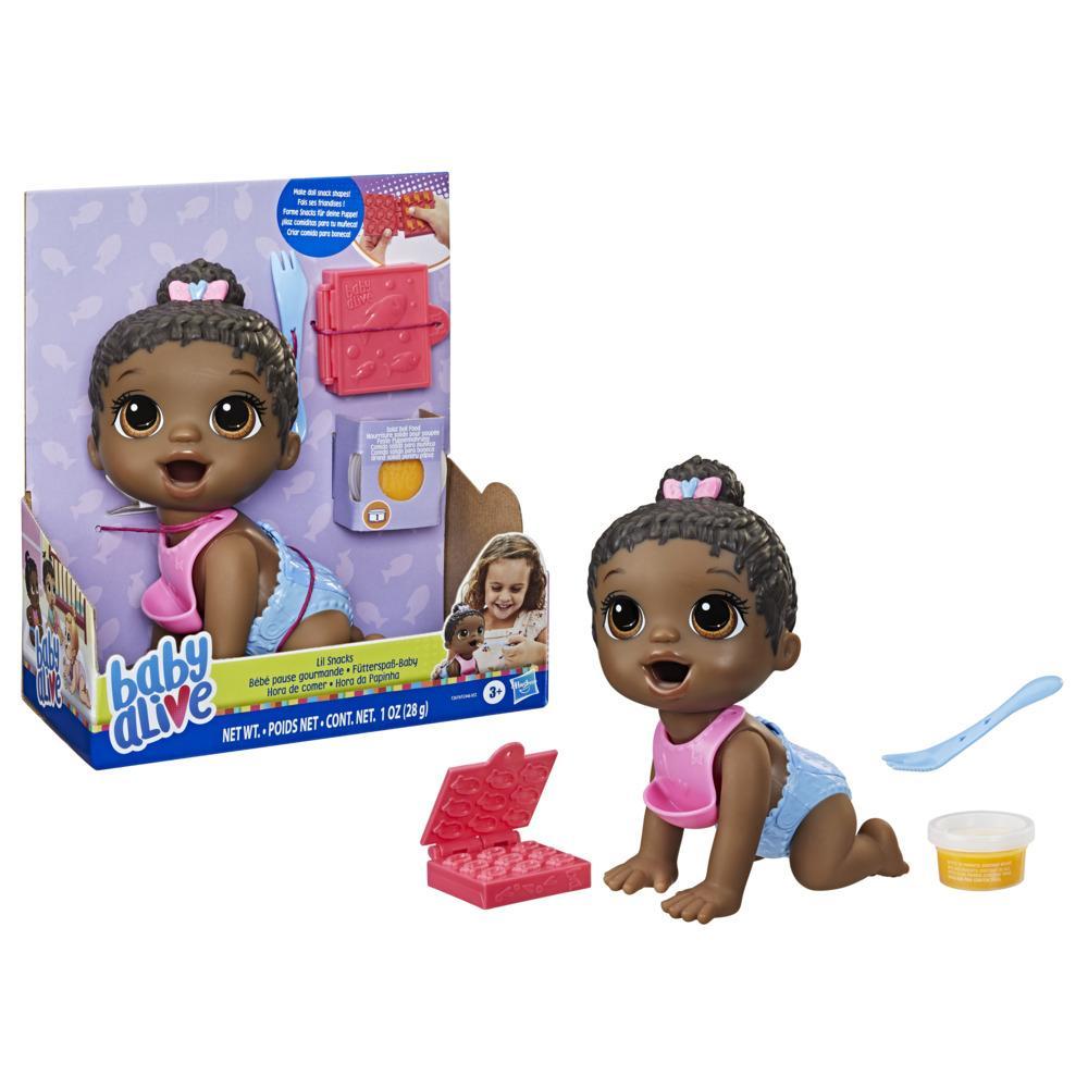Baby Alive Lil Snacks Doll Eats and Poops 8-inch Baby Doll with Snack Mold Toy for Kids Ages 3 and Up Black Hair - Image 3