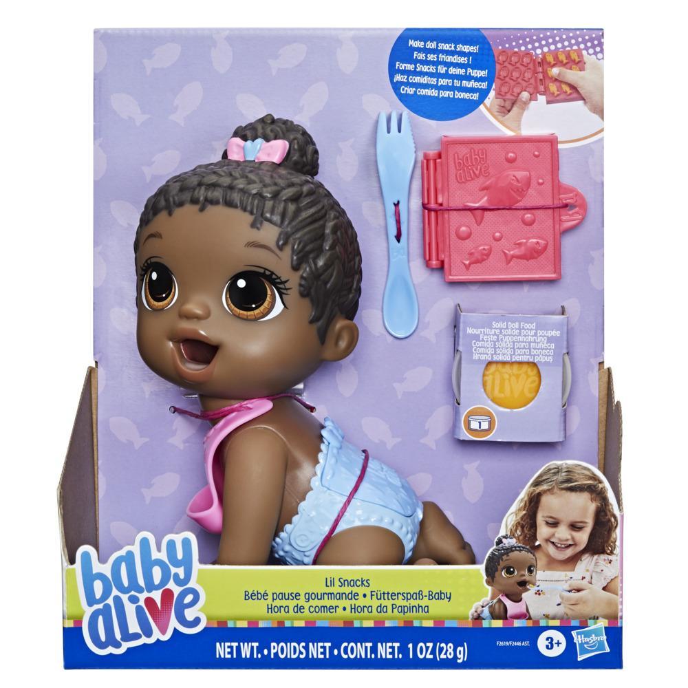 Baby Alive Lil Snacks Doll Eats and Poops 8-inch Baby Doll with Snack Mold Toy for Kids Ages 3 and Up Black Hair - Image 7