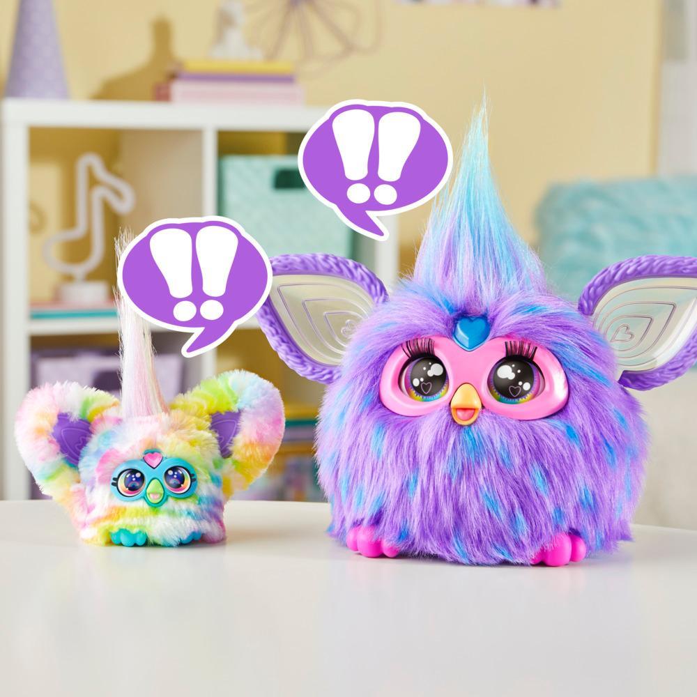 Furby Furblets Zee-Bah Mini Friend Electronic Plush Toys for Girls Boys 6 Rainbow Zebra Speaks Furbish Plays Music Series 4 - Image 4