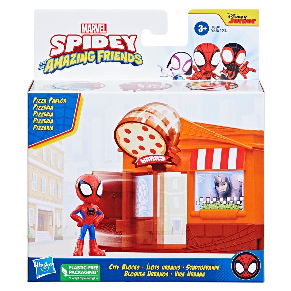 Marvel Spidey and His Amazing Friends City Blocks Spidey Pizza Parlor Kids Playset