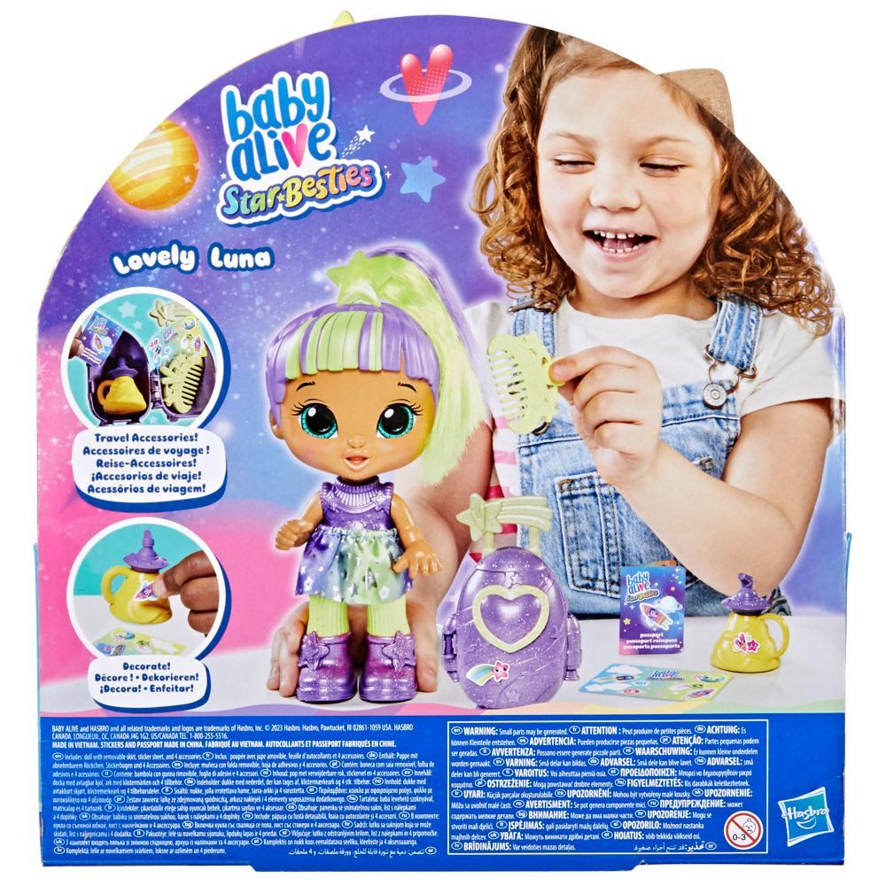 Baby Alive Star Besties Doll Lovely Luna 8-inch Space-Themed Baby Alive Doll Toy with Accessories for Kids 3 and Up - Image 3