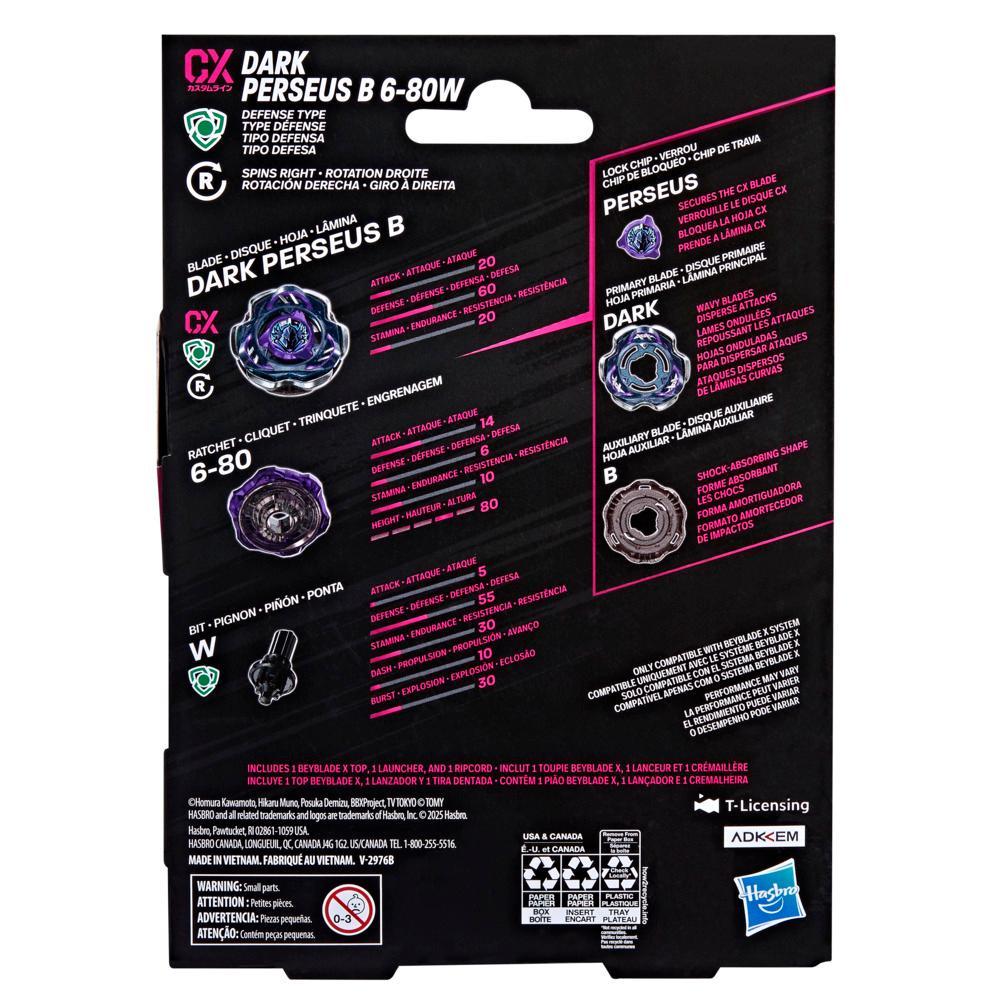 Beyblade X Dark Perseus B 6-80W CX Starter Pack Set with Defense Type Top Launcher Ages 8 - Image 2