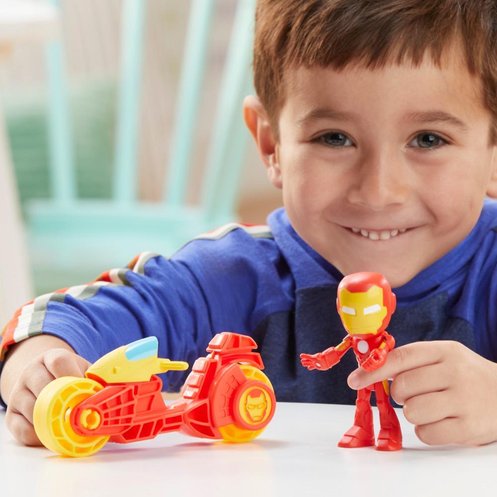 Marvel Spidey and His Amazing Friends Iron Man Action Figure Toy Motorcycle Playset - Image 2