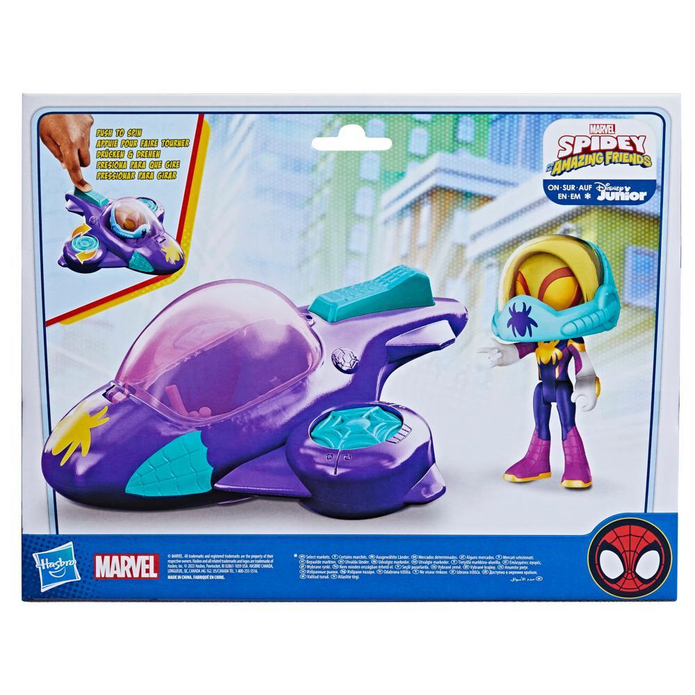 Marvel Spidey and His Amazing Friends Web-Spinners Ghost-Spider with Glide Spinner Toy Car - Image 8