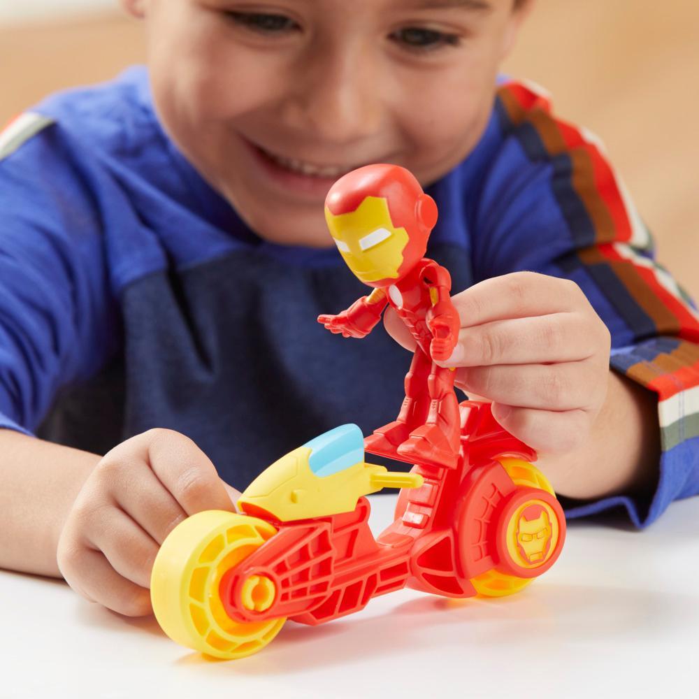 Marvel Spidey and His Amazing Friends Iron Man Action Figure Toy Motorcycle Playset - Image 4