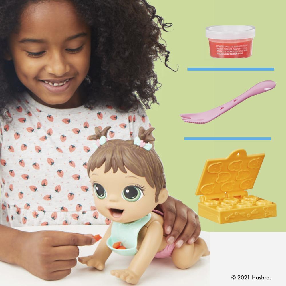 Baby Alive Lil Snacks Doll Eats and Poops 8-inch Baby Doll with Snack Mold Toy for Kids Ages 3 and Up Brown Hair