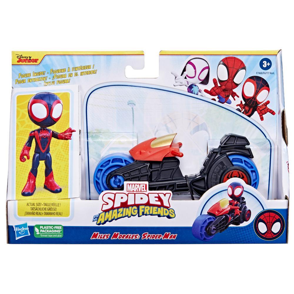 Marvel Spidey and His Amazing Friends Miles Morales Action Figure Toy Motorcycle Kids 3 and Up - Image 2