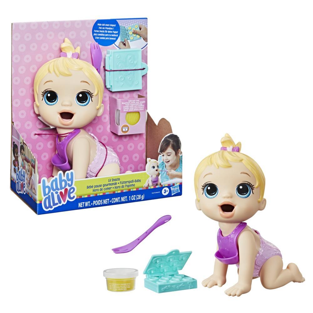 Baby Alive Lil Snacks Doll Eats and Poops 8-inch Baby Doll with Snack Mold Toy for Kids Ages 3 and Up Blonde Hair - Image 2