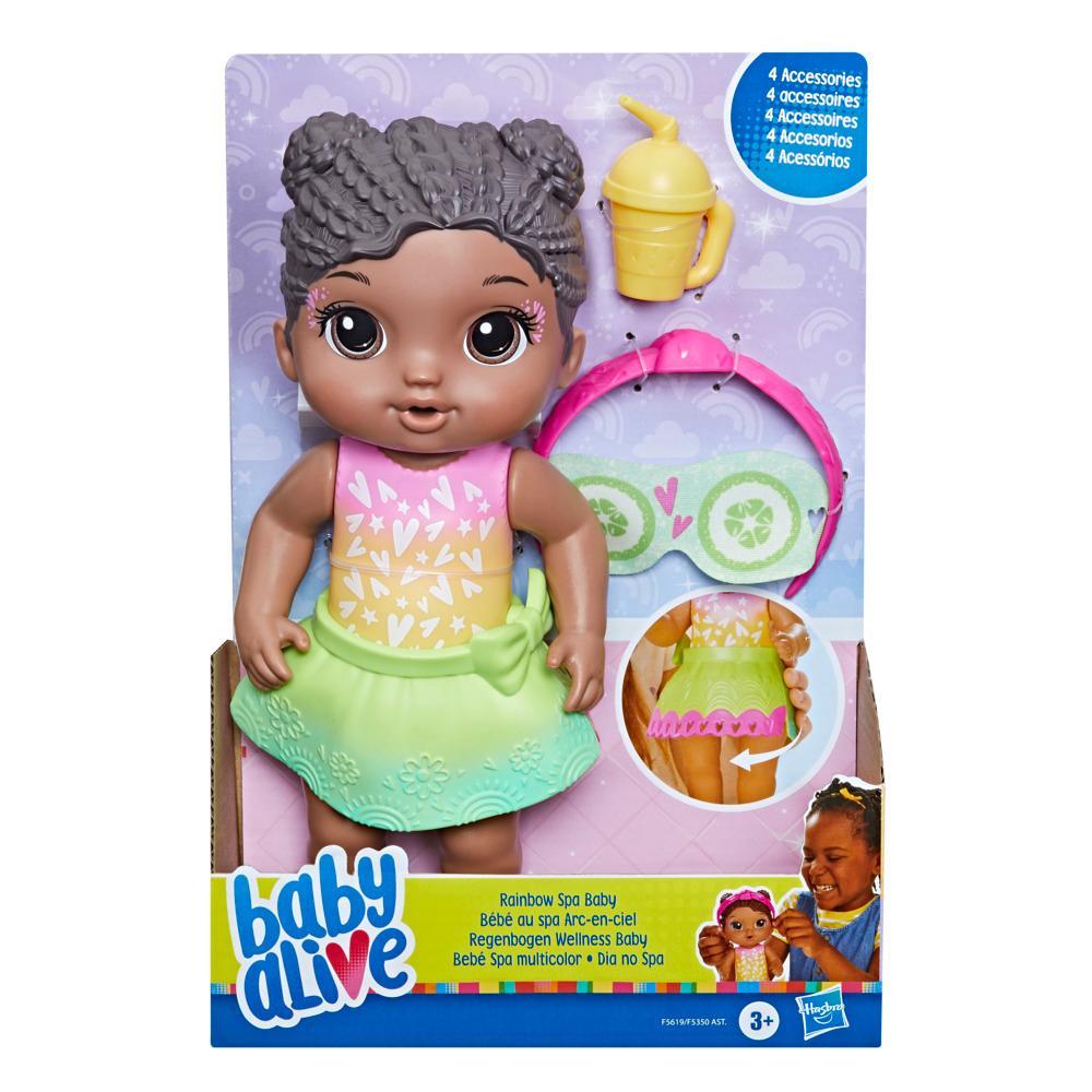 Baby Alive Rainbow Spa Baby Doll 9-Inch Spa-Themed Toy for Kids Ages 3 and Up Black Hair - Image 2