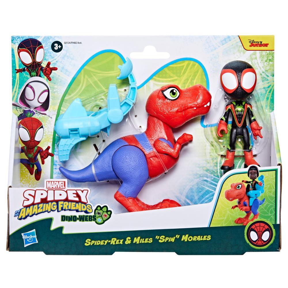 Marvel Spidey and His Amazing Friends Dino-Webs Spidey-Rex Miles Spin Morales Action Figures Ages 3 - Image 2
