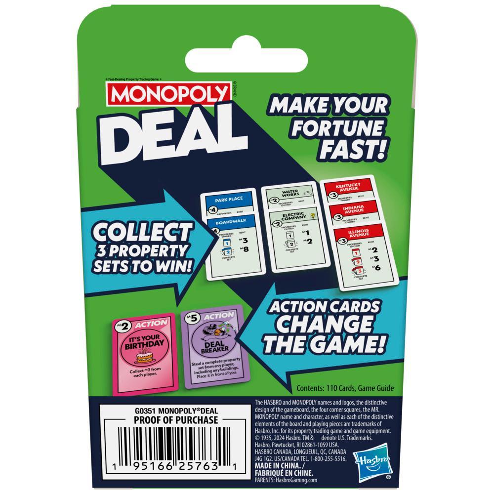 Monopoly Deal Card Game Quick-Playing Family Card Game for 2-5 Players Ages 8 - Image 3