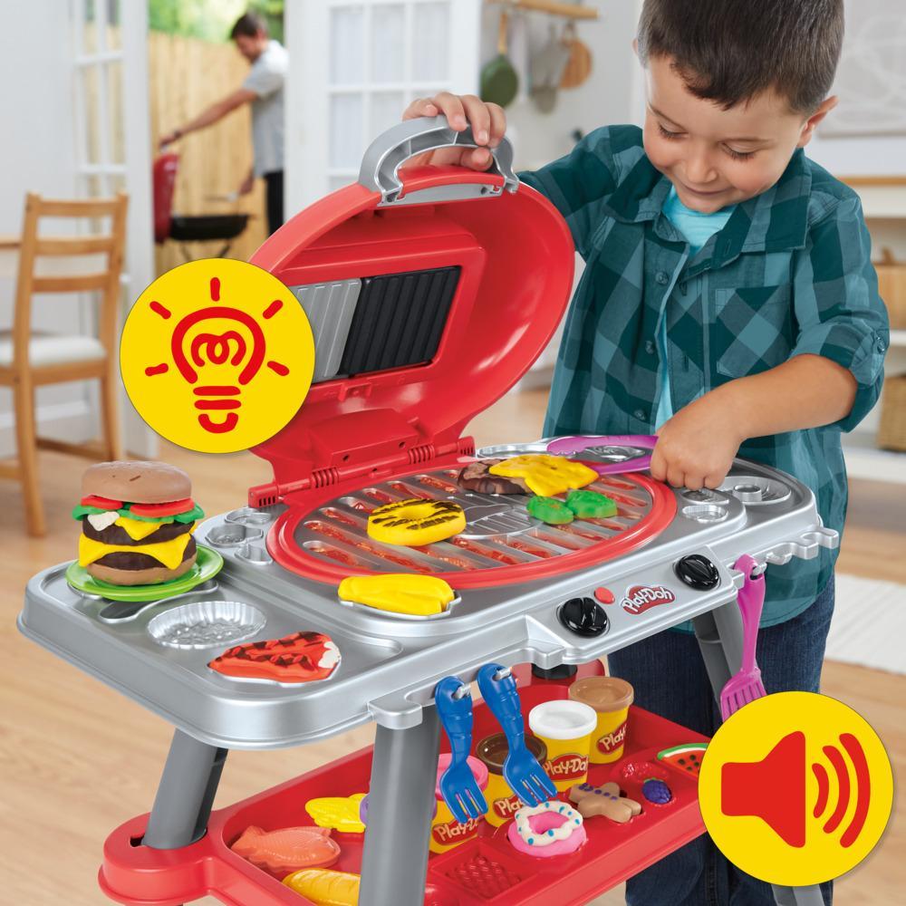 Play-Doh Sizzlin Grill Playset with Lights Sounds 17 Accessories BBQ Toys for Boys Girls 3 Play Food Arts Crafts Red - Image 5