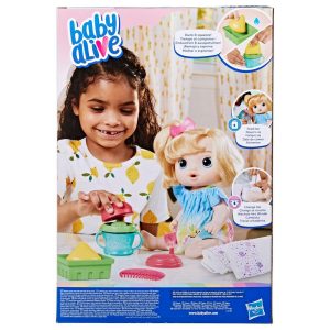 Baby Alive Fruity Sips Doll Apple Pretend Juicer Baby Doll Set Kids 3 and Up Blonde Hair