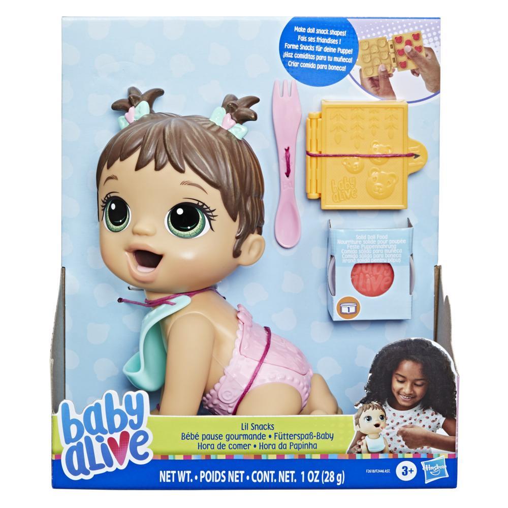 Baby Alive Lil Snacks Doll Eats and Poops 8-inch Baby Doll with Snack Mold Toy for Kids Ages 3 and Up Brown Hair - Image 7