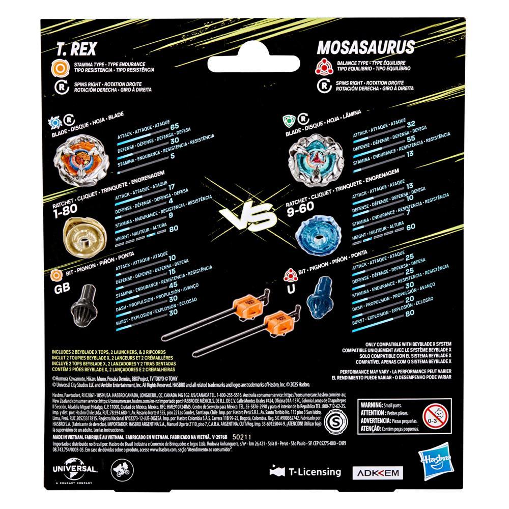 Beyblade X Jurassic World Collab T Rex vs Mosasaurus Multipack Set