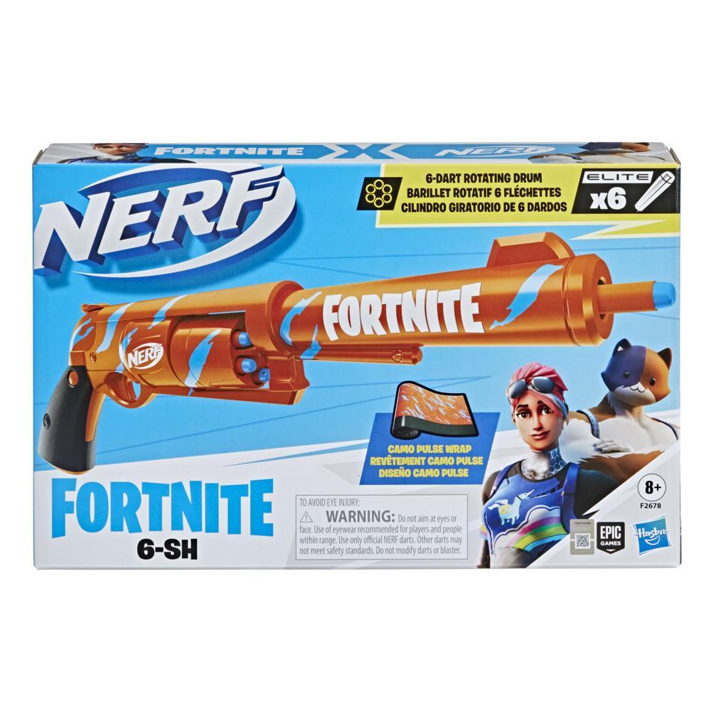 Nerf Fortnite 6-SH Dart Blaster -- Camo Pulse Wrap Hammer Action Priming 6-Dart Drum 6 Nerf Elite Darts - Image 7