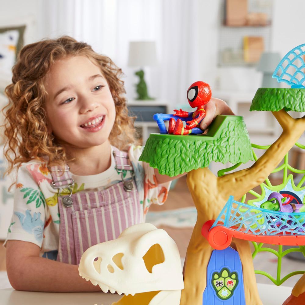 Spidey and His Amazing Friends Dino-Webs Treehouse Playset with Spider-Man toys Ages 3 - Image 2
